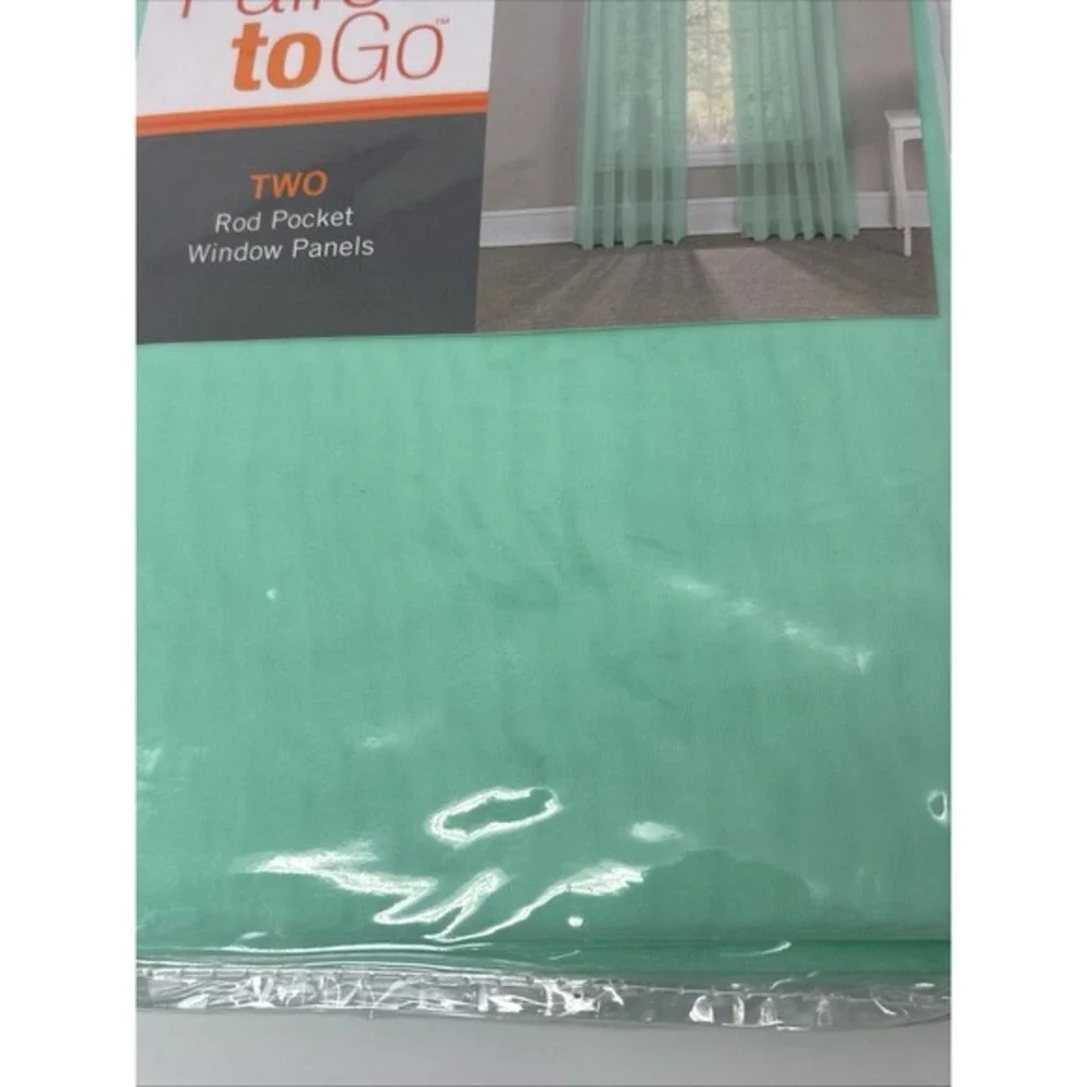 Pairs to Go Rod Pocket Sheer Window Panels set of (2) Beach‎ Glass Green 59x63